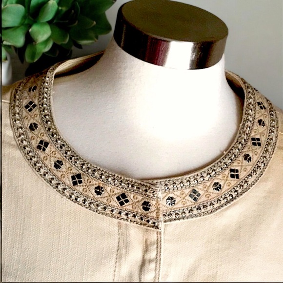 New Avenue AV/X Khaki Denim Embellished Jewel Trim Jacket - Picture 13 of 16